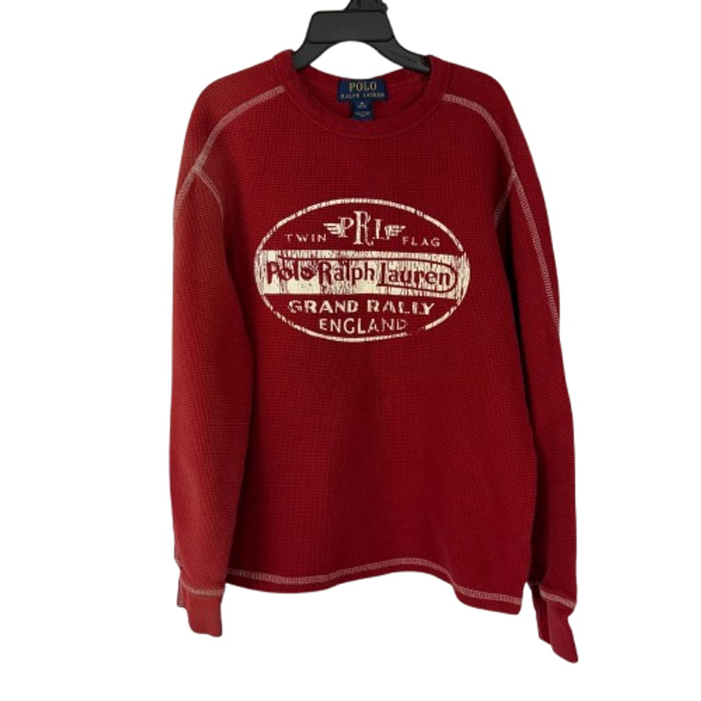 Polo Ralph Lauren Blue Label Grand Rally Thermal Shirt Boys M 10 12 Red